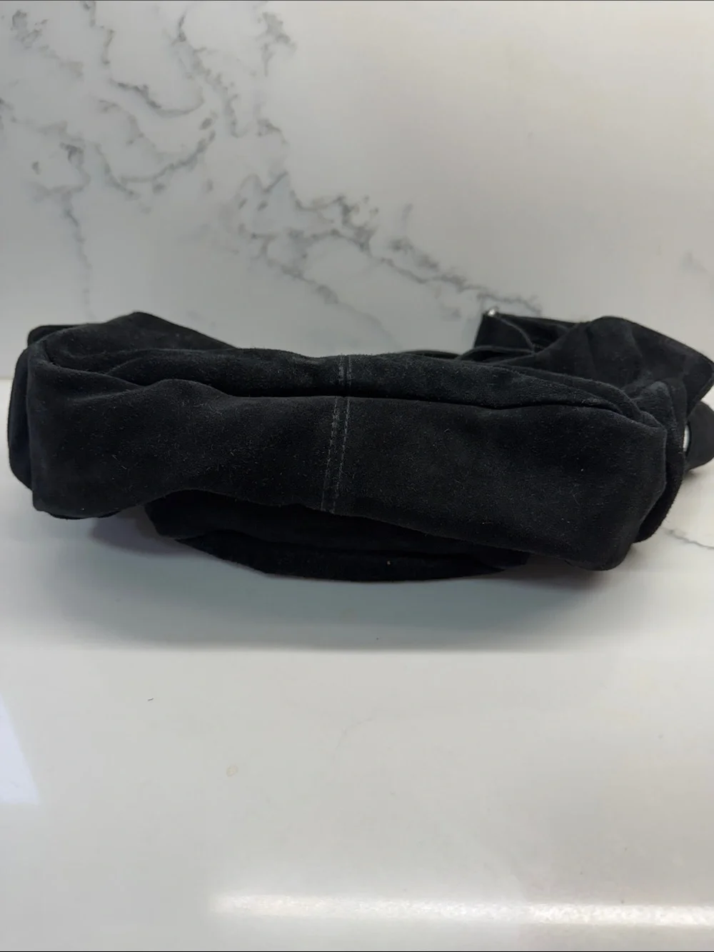 Free People Black Suede Bag with Front Zip Pocket